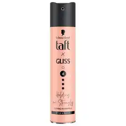 Trekpleister Taft x Gliss Holding Me Strongly Hold 4 Caring Haarspray aanbieding