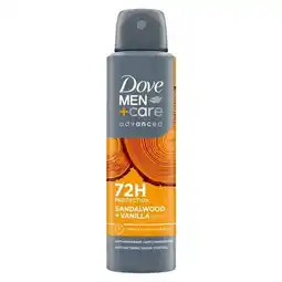 Trekpleister Dove Men+Care Advanced Sandelwood + Vanilla Antitranspirant Spray aanbieding