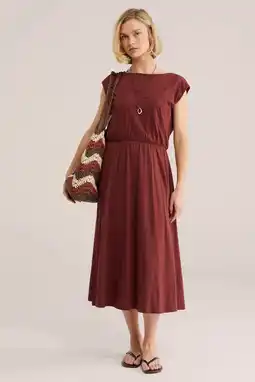 Wehkamp WE Fashion midi jurk donkerrood aanbieding