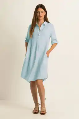 Wehkamp Expresso linnen blousejurk lichtblauw aanbieding