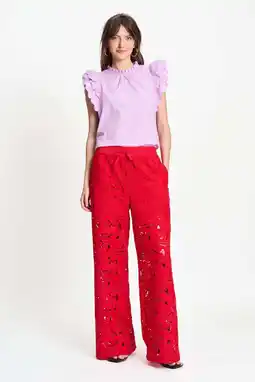 Wehkamp POM Amsterdam highwaist gebloemde broek rood aanbieding