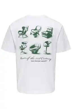 Wehkamp ONLY & SONS relaxed T-shirt met backprint wit aanbieding