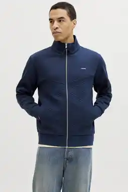 Wehkamp JACK & JONES PREMIUM sweatvest met textuur donkerblauw aanbieding