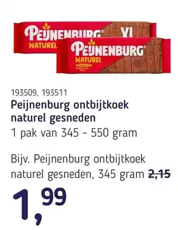 Van Hoeckel Peijnenburg ontbijtkoek naturel gesneden aanbieding