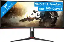 Bol.com AOC CU34G2 - QHD VA Curved UltraWide 100Hz Gaming Monitor - 34 Inch aanbieding
