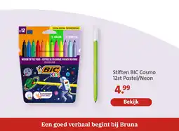 Bruna Stiften bic cosmo 12st pastel/neon aanbieding