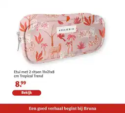 Bruna Etui met 2 ritsen tropical trend aanbieding