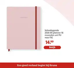 Bruna Schoolagenda 2026 b5 planner 16 maanden uni pu roze aanbieding