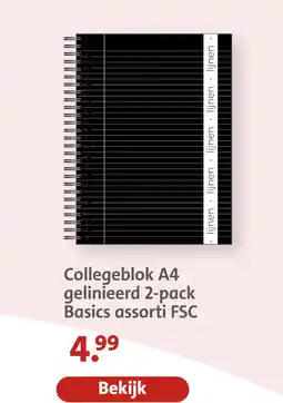 Bruna Collegeblok A4 gelinieerd aanbieding