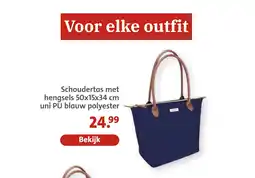 Bruna Schoudertas met hengsels uni pū blauw polyester aanbieding
