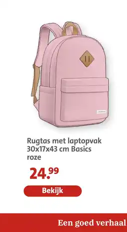 Bruna Rugtas met laptopvak basics roze aanbieding