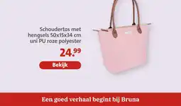 Bruna Schoudertas met hengsels uni pu roze polyester aanbieding