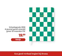 Bruna Schoolagenda 2026 a-journal geruit emerald groen 18 maanden aanbieding