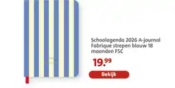 Bruna Schoolagenda 2026 a-journal fabrique strepen blauw 18 maanden aanbieding