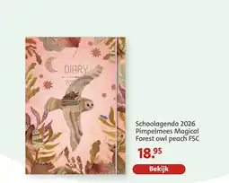 Bruna Schoolagenda 2026 pimpelmees magical forest owl peach aanbieding