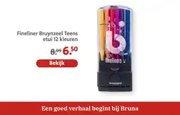 Bruna Fineliner bruynzeel teens etui 12 kleuren aanbieding