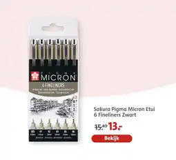 Bruna Sakura pigma micron etui 6 fineliners zwart aanbieding