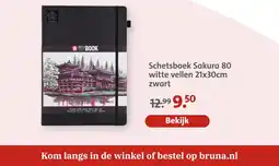 Bruna Schetsboek sakura 80 witte vellen zwart aanbieding