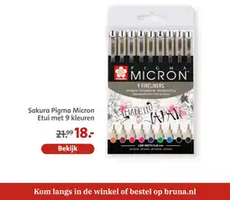 Bruna Sakura pigma micron etui met 9 kleuren aanbieding