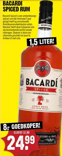 Dirck 3 Bacardi Spiced Rum 150 cl aanbieding