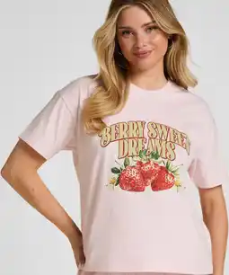 Hunkemoller Hunkemöller T-shirt met Print Roze aanbieding