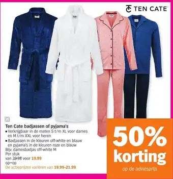 Albert Heijn Ten Cate badjassen of pyjama's aanbieding