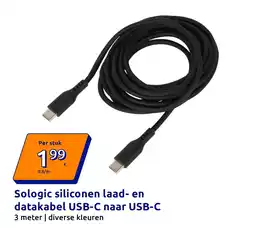Action Sologic siliconen laad- en datakabel USB-C naar USB-C aanbieding