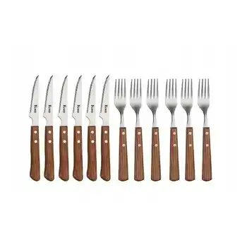 fonQ Fader Steak Messen - Vorken Set - Hout Lamet - 12 delig aanbieding