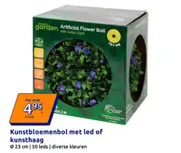 Action Kunstbloemenbol met led of kunsthaag aanbieding