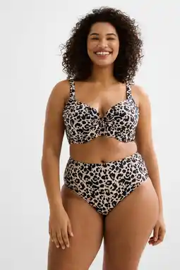 Wehkamp BEACHWAVE Curve high waist bikinibroekje beige/zwart aanbieding
