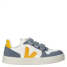 Wehkamp Veja leren sneakers wit/blauw/geel aanbieding