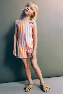 Wehkamp Mango Kids gestreepte playsuit - roze aanbieding