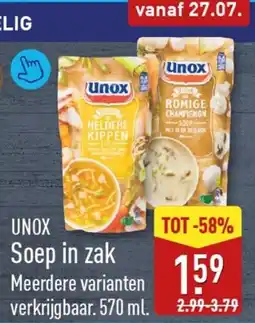 ALDI UNOX Soep in zak aanbieding