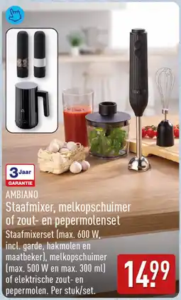 ALDI AMBIANO Staafmixer, melkopschuimer of zout- en pepermolenset aanbieding