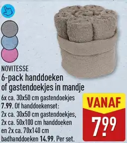 ALDI Novitesse 6 pack Handdoeken of Gastendoekjes In Mandje aanbieding