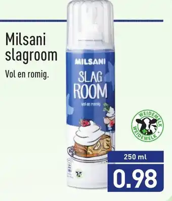 ALDI Milsani slagroom 250ml aanbieding