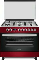 Bol.com Wiggo WO-E969R(RX) - Serie 9 - 90 cm - Gasfornuis - 6 kookzones - Rood Rvs aanbieding