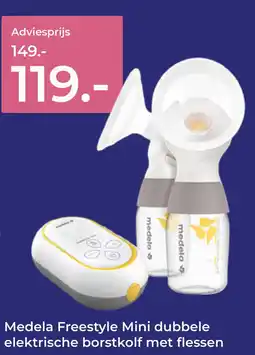 Prenatal Medela Freestyle Mini dubbele elektrische borstkolf met flessen aanbieding