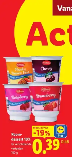 Lidl Room-dessert 10% aanbieding