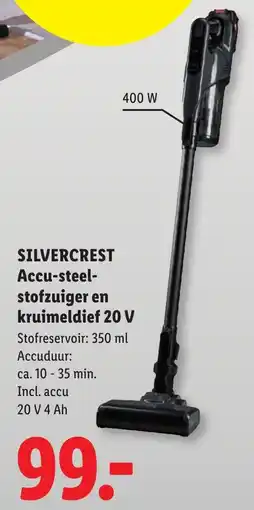 Lidl Silvercrest Accu-steel-stofzuiger en kruimeldief 20 V aanbieding
