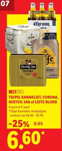 Lidl Tripel Karmeliet, Corona, Hertog Jan of Leffe Blond aanbieding