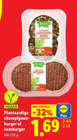 Lidl Vemondo Plantaardige champignon-burger of hamburger aanbieding