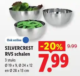 Lidl Silvercrest RVS schalen aanbieding