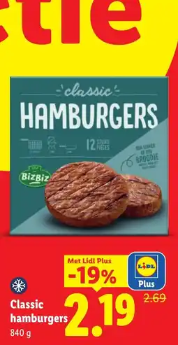Lidl BizBiz Classic hamburgers aanbieding