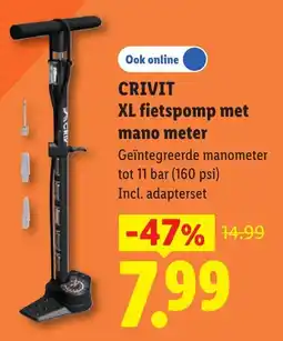 Lidl Crivit XL fietspomp met manometer aanbieding
