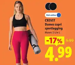 Lidl Crivit Dames capri sportlegging aanbieding