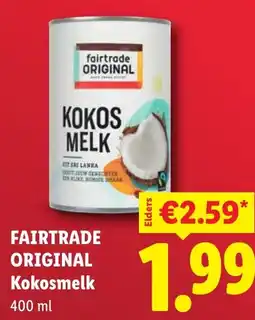 Lidl Fairtrade Original Kokosmelk aanbieding