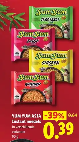 Lidl Yum Yum Asia Instant noedels aanbieding