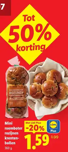 Lidl Mini roomboter rozijnen krentenbollen aanbieding