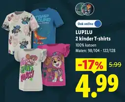 Lidl Lupilu 2 kinder T-shirts aanbieding